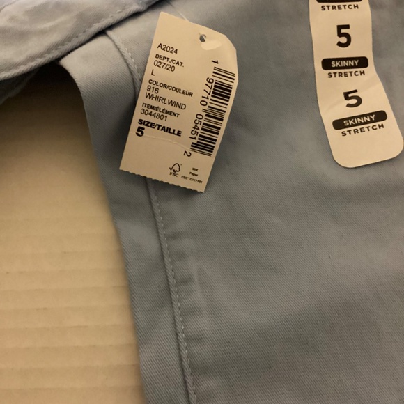 Childrens Place Size 5 skinny stretch chino/khaki pants baby blue - Picture 6 of 7